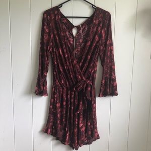 Free People Red Floral Romper